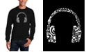 LA Pop Art Men's Music Note Headphones Word Art Crewneck Sweatshirt